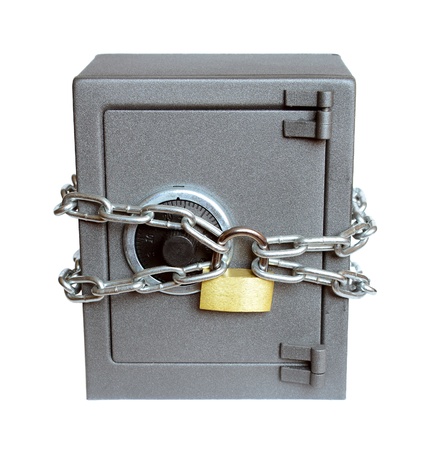 The metal safe on a white background.の写真素材