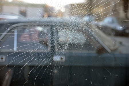 Background and texture broken glass close up.の写真素材