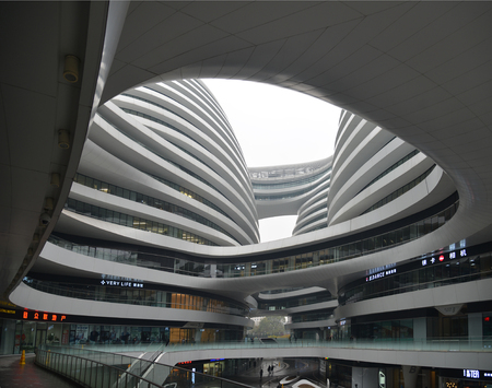 BEIJING, CHINA - NOV 20, 2015: SOHO Galaxy office building, architect Zaha Hadid.