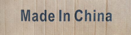 Made In China written on brown cardboardの写真素材