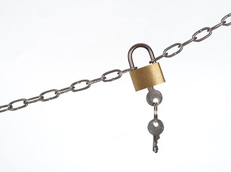 The padlock and chains on a white background.
