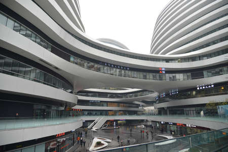 BEIJING, CHINA - NOV 20, 2015: SOHO Galaxy office building, architect Zaha Hadid.のeditorial素材