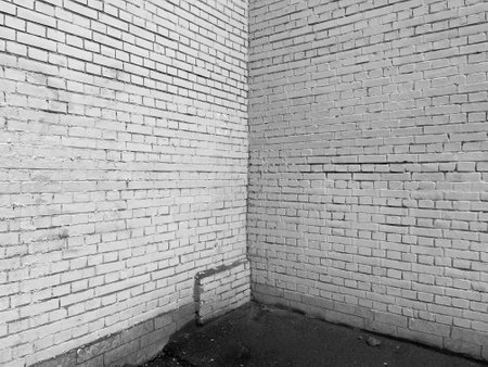 Background. Brick wall painted with white paintの写真素材