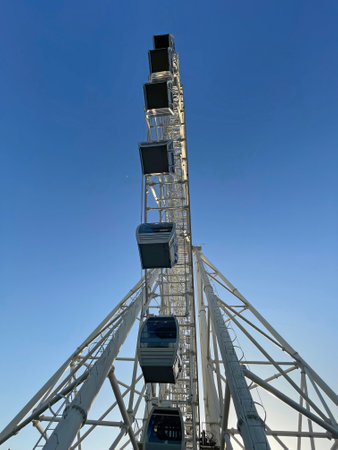 Bottom view of a large Ferris wheelの写真素材