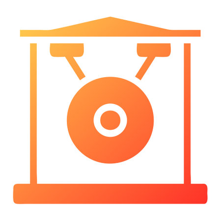 gong gradient solid illustration vector and logo new year icon perfect. Icon sign from modern collection for web. Nice design perfect.のイラスト素材