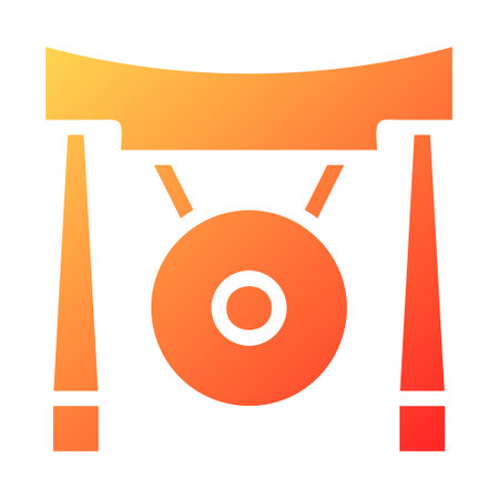 gong gradient solid illustration vector and logo new year icon perfect. Icon sign from modern collection for web. Nice design perfect.のイラスト素材