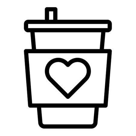 cup outline valentine illustration vector and logo new year icon perfect. Icon sign from modern collection for web. Nice design perfect.のイラスト素材