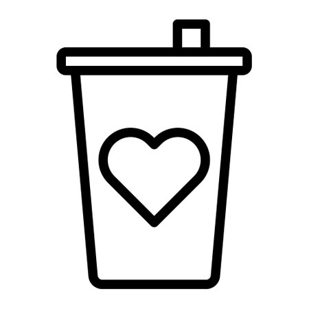cup outline valentine illustration vector and logo new year icon perfect. Icon sign from modern collection for web. Nice design perfect.のイラスト素材