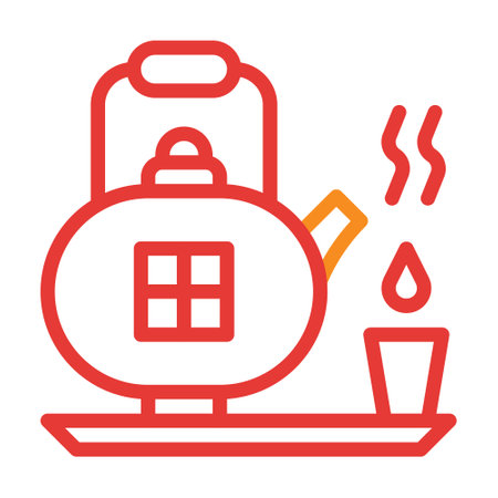 teapot multicolor red illustration vector and logo new year icon perfect. Icon sign from modern collection for web. Nice design perfect.のイラスト素材