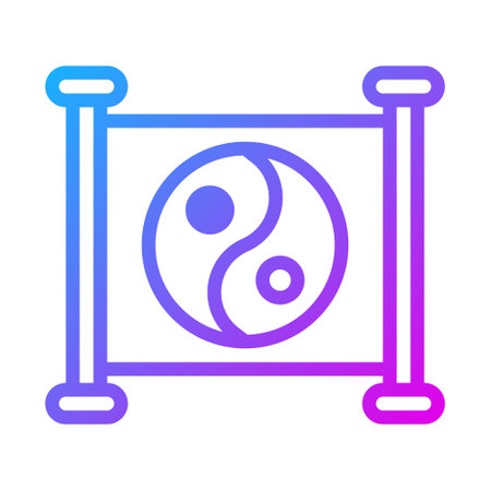 Yin yang duocolor purple style illustration icon chinese new year perfect. Icon sign from modern collection for web. Nice design perfect.のイラスト素材