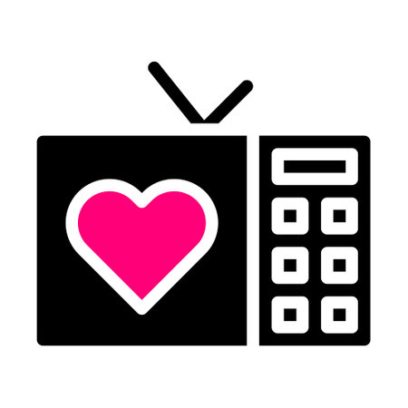 tv icon solid black pink style valentine vector illustration perfect. Icon sign from modern collection for web. Nice design perfect.のイラスト素材