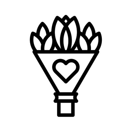 bouquet icon outline style valentine illustration vector element and symbol perfect. Icon sign from modern collection for web.のイラスト素材