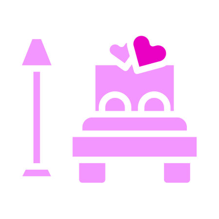 bed icon solid pink style valentine illustration vector element and symbol perfect. Icon sign from modern collection for web.のイラスト素材