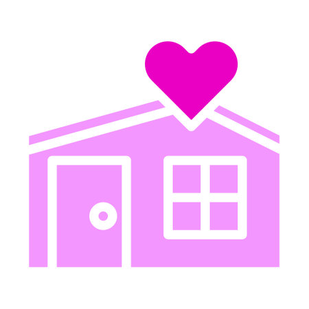 house icon solid pink style valentine illustration vector element and symbol perfect. Icon sign from modern collection for web.のイラスト素材