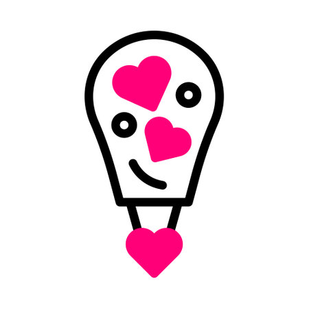 air balloon con duotone red style valentine illustration vector element and symbol perfect. Icon sign from modern collection for web.のイラスト素材