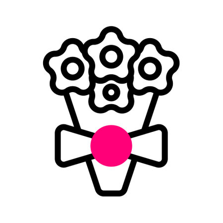 Bouquet icon duotone red style valentine illustration vector element and symbol perfect. Icon sign from modern collection for web.のイラスト素材