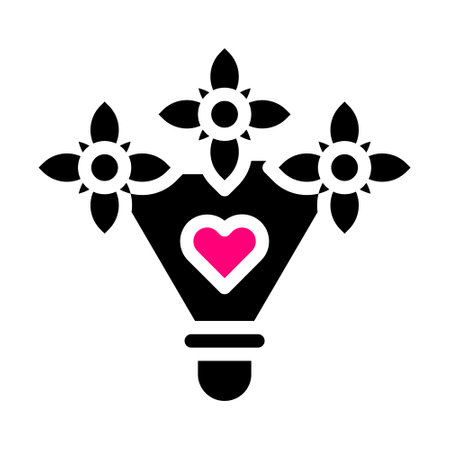 Bouquet icon solid black pink style valentine illustration vector element and symbol perfect. Icon sign from modern collection for web.のイラスト素材