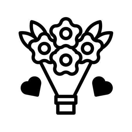 Bouquet icon duotone black style valentine illustration vector element and symbol perfect. Icon sign from modern collection for web.のイラスト素材