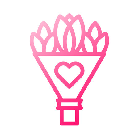 Bouquet icon gradient red style valentine illustration vector element and symbol perfect. Icon sign from modern collection for web.のイラスト素材