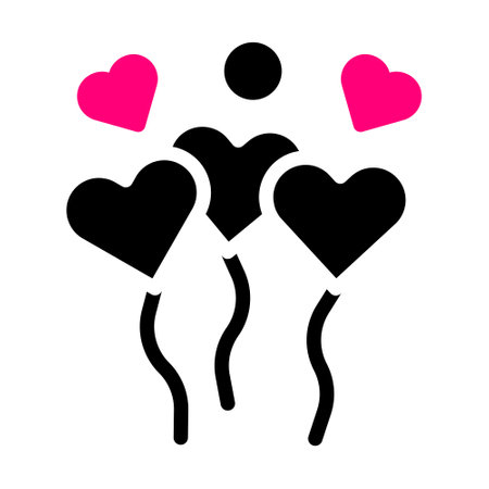 balloon icon solid black pink style valentine illustration vector element and symbol perfect. Icon sign from modern collection for web.のイラスト素材