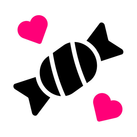 candy icon solid black pink style valentine illustration vector element and symbol perfect. Icon sign from modern collection for web.のイラスト素材
