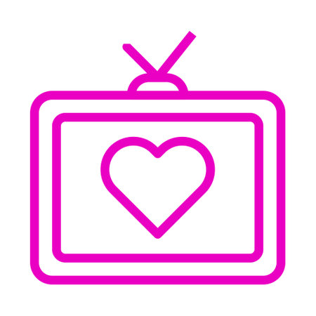 tv icon outline pink style valentine illustration vector element and symbol perfect. Icon sign from modern collection for web.のイラスト素材