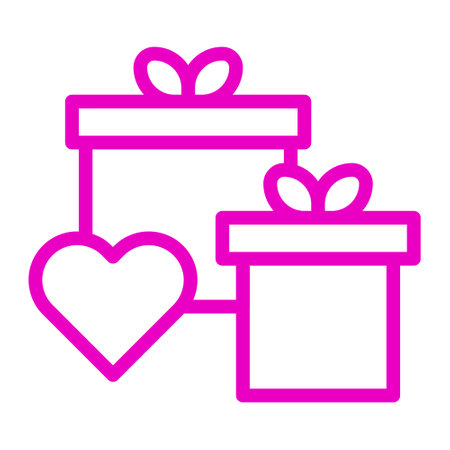 gift icon outline pink style valentine illustration vector element and symbol perfect. Icon sign from modern collection for web.のイラスト素材