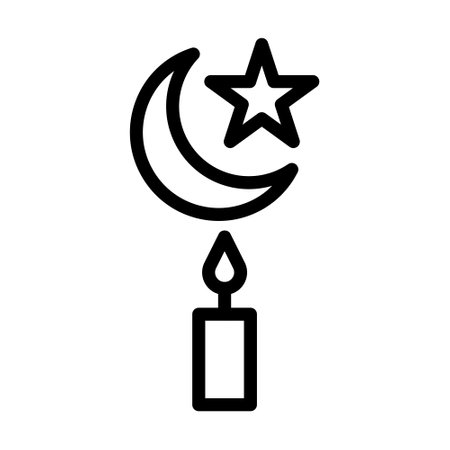 candle icon outline style ramadan illustration vector element and symbol perfect. Icon sign from modern collection for web.のイラスト素材