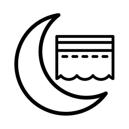 kaaba icon outline style ramadan illustration vector element and symbol perfect. Icon sign from modern collection for web.のイラスト素材