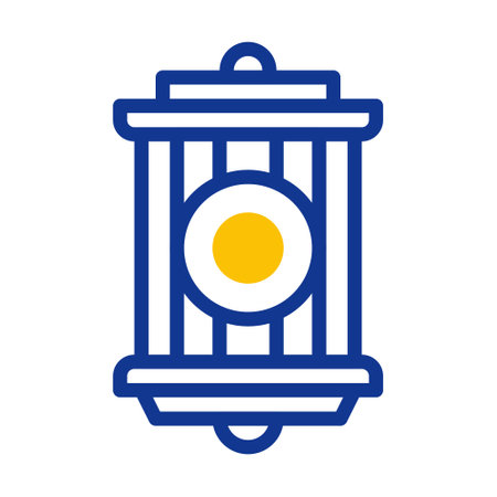 lantern icon outline blue yellow style ramadan illustration vector element and symbol perfect. Icon sign from modern collection for web.のイラスト素材