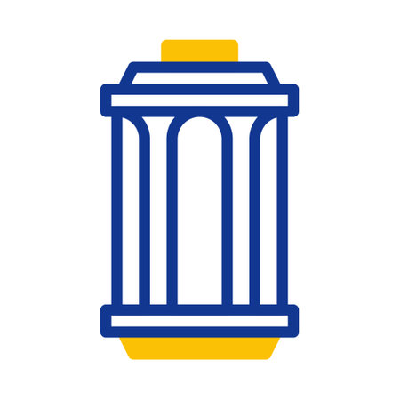 lantern icon outline blue yellow style ramadan illustration vector element and symbol perfect. Icon sign from modern collection for web.のイラスト素材