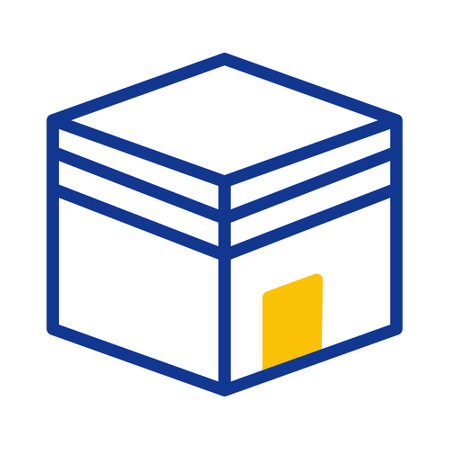 kaaba icon duotone blue yellow style ramadan illustration vector element and symbol perfect. Icon sign from modern collection for web.のイラスト素材