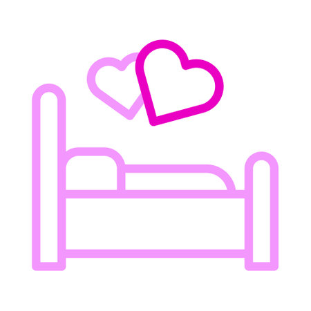 bed icon duocolor pink style valentine illustration vector element and symbol perfect. Icon sign from modern collection for web.のイラスト素材