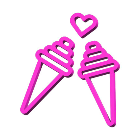 Ice cream 3D symbol valentine isolated on white background Photo illustration element sign from modern collection 3D style nice design perfectの写真素材