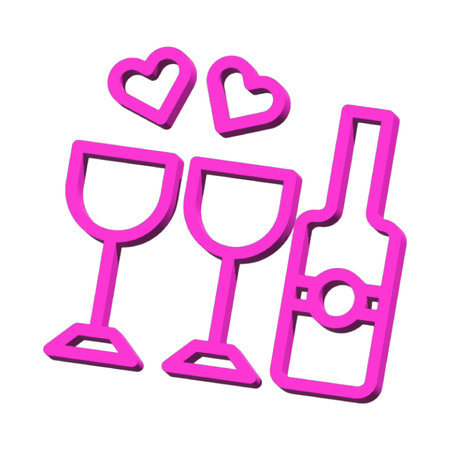 Wine 3D symbol valentine isolated on white background Photo illustration element sign from modern collection 3D style nice design perfectの写真素材