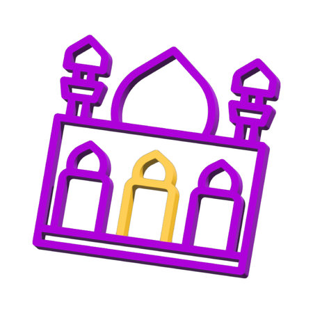 Mosque 3D symbol ramadan isolated on white background Photo illustration element sign from modern collection 3D style nice design perfectの写真素材