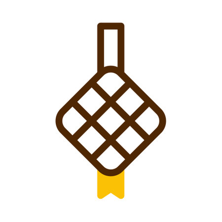 ketupat icon duotone brown yellow style ramadan illustration vector element and symbol perfect. Icon sign from modern collection for web.のイラスト素材