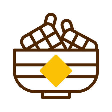 ketupat icon duotone brown yellow style ramadan illustration vector element and symbol perfect. Icon sign from modern collection for web.のイラスト素材
