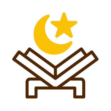 quran icon duotone brown yellow style ramadan illustration vector element and symbol perfect. Icon sign from modern collection for web.のイラスト素材
