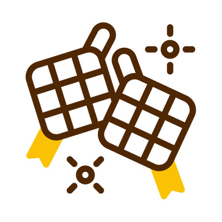 ketupat icon duotone brown yellow style ramadan illustration vector element and symbol perfect. Icon sign from modern collection for web.のイラスト素材