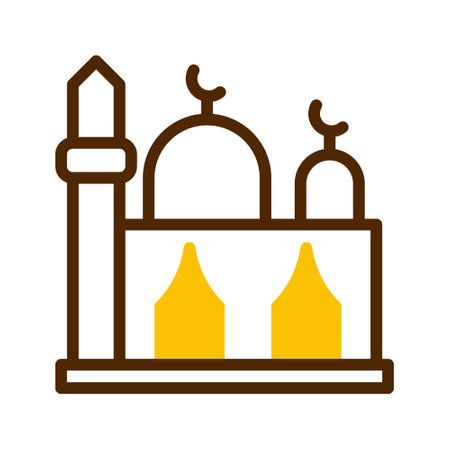 mosque icon duotone brown yellow style ramadan illustration vector element and symbol perfect. Icon sign from modern collection for web.のイラスト素材