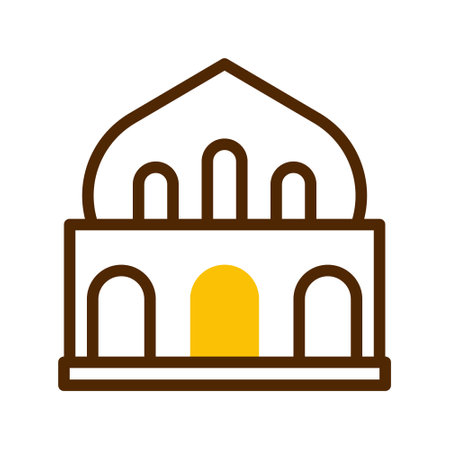 mosque icon duotone brown yellow style ramadan illustration vector element and symbol perfect. Icon sign from modern collection for web.のイラスト素材