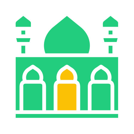 mosque icon solid green yellow style ramadan illustration vector element and symbol perfect. Icon sign from modern collection for web.のイラスト素材