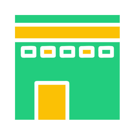 kaaba icon solid green yellow style ramadan illustration vector element and symbol perfect. Icon sign from modern collection for web.のイラスト素材