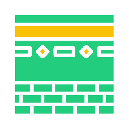 kaaba icon solid green yellow style ramadan illustration vector element and symbol perfect. Icon sign from modern collection for web.のイラスト素材