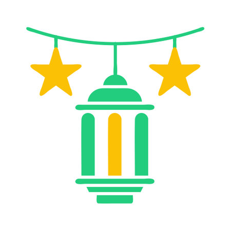 decoration icon solid green yellow style ramadan illustration vector element and symbol perfect. Icon sign from modern collection for web.のイラスト素材