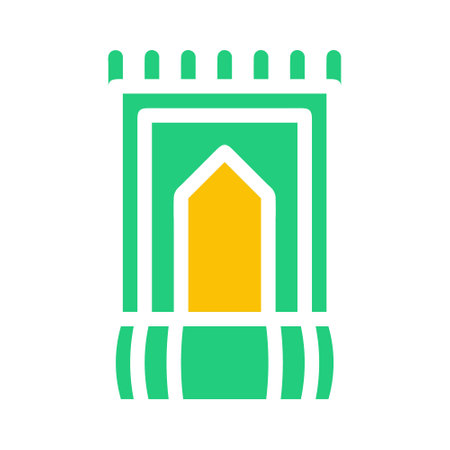 rug icon solid green yellow style ramadan illustration vector element and symbol perfect. Icon sign from modern collection for web.のイラスト素材