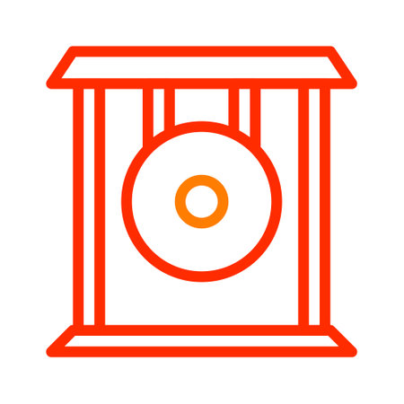 gong icon duocolor red style chinese new year illustration vector perfect. Icon sign from modern collection for web. Nice design perfectのイラスト素材