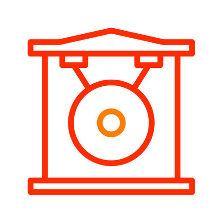 gong icon duocolor red style chinese new year illustration vector perfect. Icon sign from modern collection for web. Nice design perfectのイラスト素材