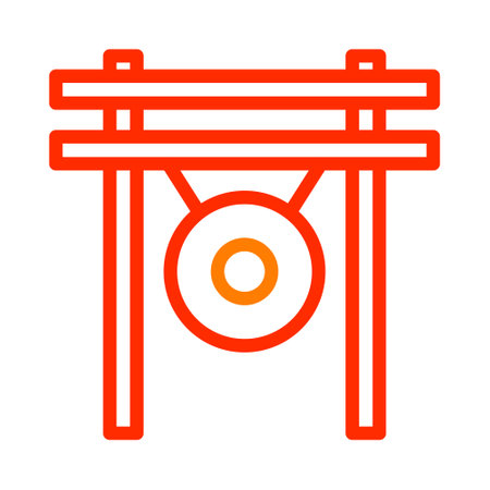 gong icon duocolor red style chinese new year illustration vector perfect. Icon sign from modern collection for web. Nice design perfectのイラスト素材